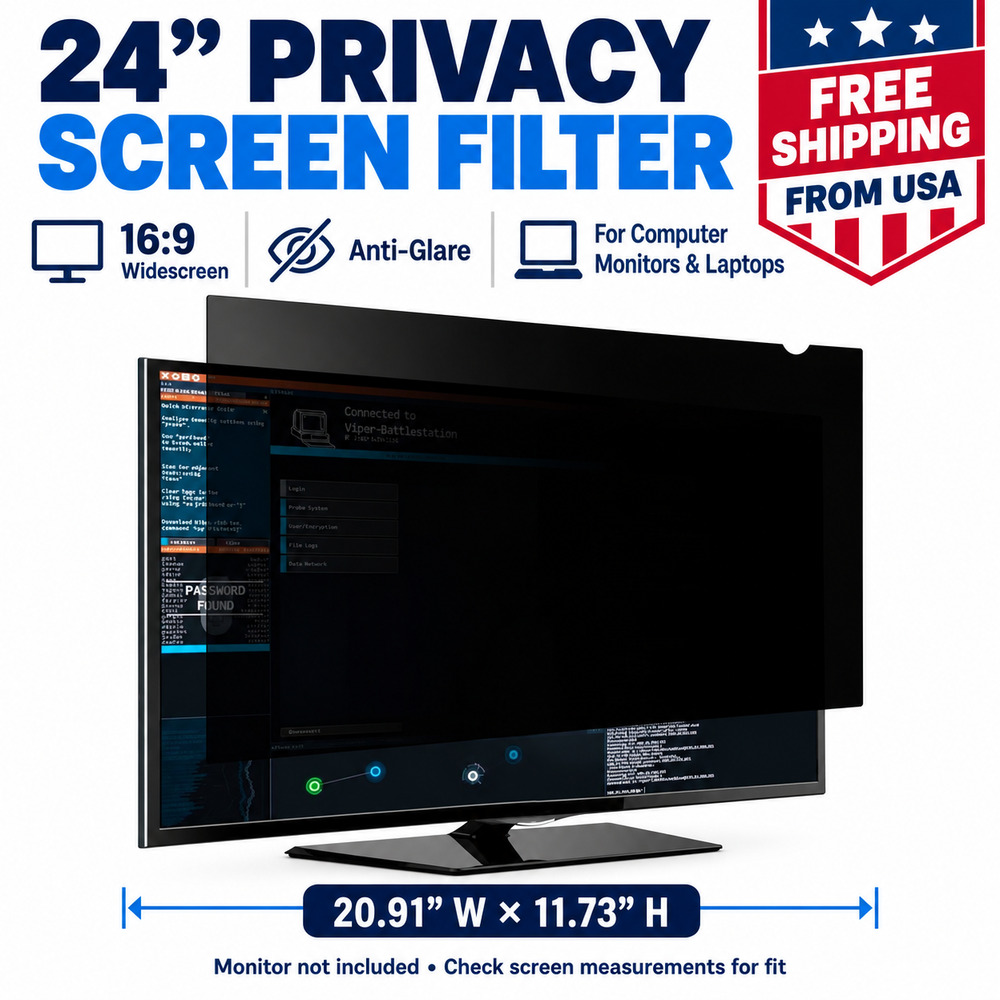 24" Monitor Privacy Screen Filter 16:9 Anti-Glare Protector 20.91 x 11.73 in